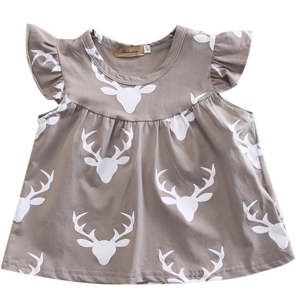 Gray & White Deer Print Baby Infant Dress - Picture 7 of 8